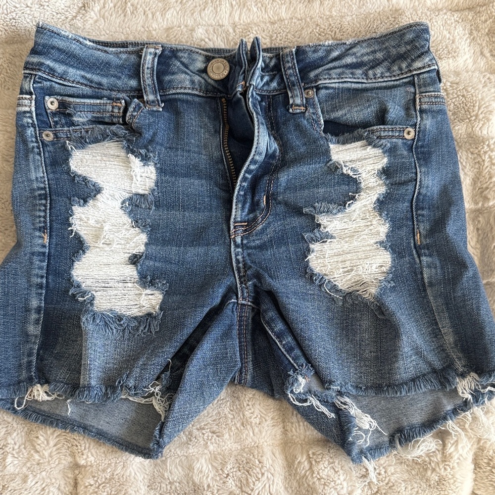American Eagle Outfitters Distressed Blue Denim Cutoff Shorts